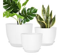 YNNICO Plant Pots 12 10 9 Inch Set of 3, Flower Pots with Multi Mesh Drainage Holes, Large Planters for Indoor Outdoor Garden Plants and Flowers (White)