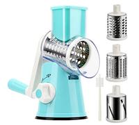 YNNICO Rotary Cheese Grater - Manual Mandoline Slicer with Non-slip Suction Base, Vegetable Slicer Nuts Grinder Cheese Shredder with Clean Brush