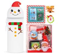 YNOUYRS 2 in 1 Silicone Pencil Case - Kawaii Christmas Stationery, Silicone Zipper, Pen Case, Zipper, School Supplies, Girls Boys, Snowman, Christmas