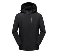 Ynport Crefreak Mens Outdoor Waterproof Jacket Lightweight Rain Coat Windproof Walking Jacket Hooded Moutain Jacket,Perfect for Everyday Wear and Outdoor Adventures, Black, M