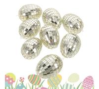 YNPQTDS 8 Pieces Easter Hanging Eggs Decorations Set 4x6cm Reflective Mirror Easter Disco Egg Ornament Disco Easters Eggs Hanging Decorations For Photography Bookshelf Home Office Table Classroom
