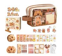 YNPQTDS Capybara Pencil Case,Large Capacity with Sticky Notes Keychain - Cute Pencil Bag Cute Stationery Set - for School Supplies Home Office Kids Student Birthday Party Favors