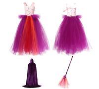 YNPQTDS Girls Halloween Witch Costume | Witch Set | Princess Cape Outfit for Parties Fancy Dress Shows
