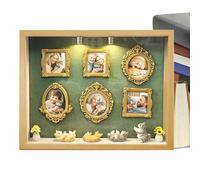 YNPQTDS Miniature Showcase Frames - Photo Album and Figurines to Display, Mini Museum Silhouette Box, for Home Office Decoration Gifts Family Friends