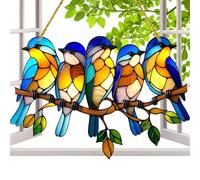 YNPQTDS Multicolor Birds On A Wire High Stained Garden Sun Catcher, Multicolor Birds On A Wire Window Sun Catchers Hanging Ornament, Spirit Birds Hummingbird Suncatchers, Window Panel Sun Catcher