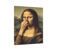 YNPQTDS Parody of the Mona Lisa Wall Decoration for Bathroom Wood 30 x 40 cm Mona Lisa Bathroom Wall Poster Funny Poster for Vintage Smell Canvas Painting Decoration Unframed