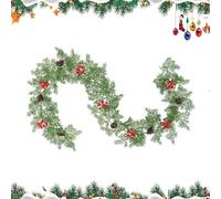 YNPQTDS Pine Garland, Real Cedar Garland, 200 cm with Cones and Red Berries, Decorative Garland for Farmhouse, Hallway, Coat