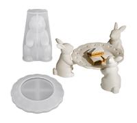 YNPQTDS Rabbit Tray Silicone Mold 3D Bunny Shape Epoxy Resin Casting Mold Easter Tray Silicone Molds for Thanksgiving Holidays Party Offices Home Room Desk Desktop Weekday School Apartment