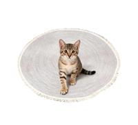 YNPQTDS Scratching Rug for Cats, Round Cotton Rope Home Rug, Washable Horizontal Mat with Tassel, for Living Room, Bedroom, Playroom, Entrance Area, Apartment, Student Dorm, Patio
