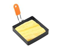 YNPQTDS Square Egg Mold, Egg Mould Mokas Square, 10x10cm Stainless Steel Fried Egg Ring, Black, Griddle Pancake Shapers With Silicone Handle, For Breakfast Omelette Sandwich