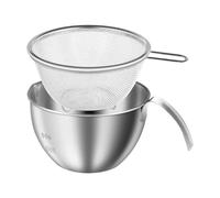 YNPQTDS Stainless steel mixing bowls with strainer, mixing and washing bowls with handle, 400 ml bowls with strainer for storage, for country kitchen, dining room, garden, barbecue party, meal