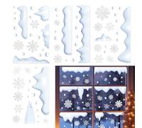 YNPQTDS Winter Window Stickers - Snow and Ice Theme Window Stickers, 4 Pieces Reusable Waterproof Static Decorations for Festive Interior, Mirrors,