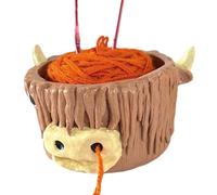 YNPQTDS Yarn Wool Storage Ball Bowl Holder, Yarn Knitting Bowl, Handmade Yarn Storage Round Woven Bowl, Handmade Crochet Storage Highland Cow Yarn Holder, Crochet Storage Highland Cow Yarn Holder