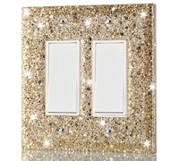YNQIZKI 2-Gang Light Switch Cover Plate, Shiny Gold, 5.1"x5.1"