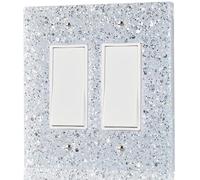 YNQIZKI 2-Gang Light Switch Cover Plate, Shiny Silver, 5.1"x5.1"