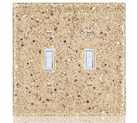 YNQIZKI Light Switch Cover Plate, Shiny Gold Mirror, 2-Gang, 5.1" x 5.1"