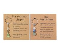 YNR 2 Pcs For Your Next Chapter Crystal Keychain,Moonstone Crystal Keychain for New Beginnings with Cards,Good Luck Moonstone Keychains,Inspirational Encouragement Gifts for Family Friends Women