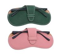 YNR 2 Pcs Leather Glasses Cases,Slim Glasses Cases for Women,Soft Spectacle Case Anti-Scratch Sunglasses Pouch for Girls,Portable Eyeglasses Storage Bag for Travel,Office & Daily Use,Green Pink