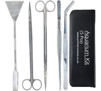 YNR 5 in 1 Aquarium Aquascaping Kit - Stainless Steel Plant Tool Set Includes Straight & Curved Scissors, Substrate Spatula, Straight & Curved Tweezers, Fish Tank Accessories & Aquarium Tools