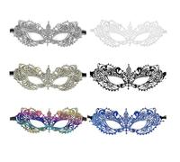 YNR 6 PCS Lace Party Half Face Masquerade Mask, Luxury Masquerade Masks, Lace Prom Mask, Sexy Venetian Carnival Masks, Lace Eye Mask, Adult Masquerade Mask for Costume Party Cosplay Ladies Couples