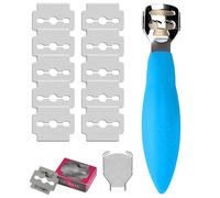 YNR Callus Remover for Feet - Foot File Corn & Callus Remover, Pedicure Tool Includes 10 Replacement Heads, Heel Scrubber & Scraper, Corn Remover for Feet | (Blue)