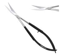 YNR Curved Embroidery Scissors - Sharp Spring Embroidery Scissors, Cross Stitch Sewing Craft, Small Tool Scissor, Stainless Steel Sewing Scissors for Multipurpose Use | (Black Curved)