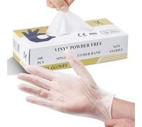 YNR Disposable Vinyl Surgical Gloves - Latex Free Clear Medium Gloves for Surgeon, Medical Use, First Aid, & Cooking | Box of 100 - Size L