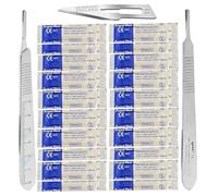 YNR Instruments England Scalpel Handle No.3 - Stainless Steel with 0 to 6cm Ruler & 20x No.11 Blades, Surgical for Medical, Craft Precision Knife Set