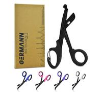 YNR Medical Bandage Scissors - Stainless Steel First Aid Scissors, Curved Paramedic with Serrated Blade, Trauma & Nurse Scissor for EMT, EMS, Vets, Nursing Use (Black)