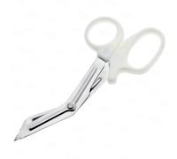 YNR Medical Scissors - Stainless Steel First Aid Scissors, Curved Paramedic with Serrated Blade, Trauma & Nurse Scissor for EMT, EMS, Vets, Nursing Use | (White) 5.5 Inches
