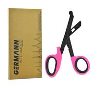 YNR Medical Scissors - Stainless Steel First Aid Scissors, Curved Paramedic with Serrated Blade, Trauma & Nurse Scissor for EMT, EMS, Vets, Nursing Use (Pink)