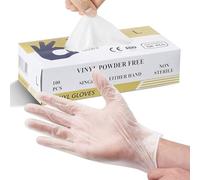 YNR Multi-Purpose Vinyl Gloves, Powder Free, Disposable, Extra Strong Box of 100 - Size Large