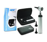 YNR Otoscope with LED - Portable Ear Scope Microscope for Diagnostic Examination, 4x Magnification, Rheostat Switch & Vegan Leather Case | Ear Wax Removal for Family, Pets, Students, Nurses & Doctors