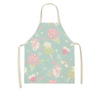 YNR Sweet Dreams Kitchen Apron,Pastel Mint Green with Unicorn and Ice Cream Pattern,Adjustable Strap for Women Girls,Cotton Canvas,Ice Cream Apron for Cooking and Baking