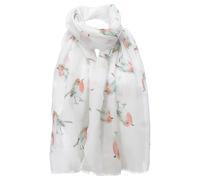 YNR White Chiffon Robin Scarf,Watercolor Robin Bird Print Chiffon Scarf,Bird Printed Wrap Shawl for Women,Women's Shawl for Ladies Christmas Gifts