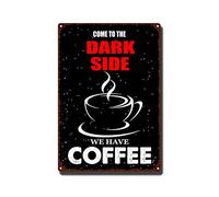 YNRBGDFR Coffee Vintage Tin Sign,Coffee Shop Metal Signs Decorative Retro Home Wall Decor - Come to The Dark Side We Have Coffee-8x12inch-Tin Sign