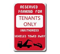 YNRBGDFR Metal Sign Reserved Parking fo Tenants Only Unauthorized Vehicles Towed Away 12" X 16" inch Weatherproof Weather Resistant UV Protected Durable Tin Sign