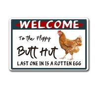 YNRBGDFR Metal tin Sign Funny Chicken Coop Sign Hut Last One in is A Rotten Egg Wall Plaque for Farm Farmhouse Home Decor 12x8 Inch