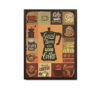 YNRBGDFR Retro Coffee Tin Sign, Cafe Metal Sign Vintage Coffee Shop Wall Decor Sign Home Wall Decor 12x16inch-Metal Frame
