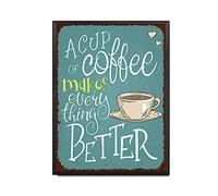 YNRBGDFR Retro Coffee Tin Sign, Cafe Metal Sign Vintage Coffee Shop Wall Decor Sign Home Wall Decor 12x16inch-Metal Frame