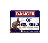 YNRBGDFR Retro Squirrels Tin Sign Squirrels Warning Signs Danger Funny Metal Tin Decor Wall Decorations for Home Kitchen Farmhouse Decor-12x16inch-Tin Sign