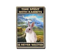 YNRBGDFR Tin Sign Time Spent with Rabbits is Never Wasted Metal Tin Sign for Home Bar Wall Deocr Signs-8x12inch-Tin Sign
