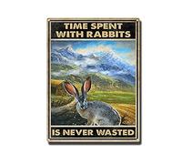YNRBGDFR Tin Sign Time Spent with Rabbits is Never Wasted Metal Tin Sign Home Art Wall Decoration Plaque Tin Signs-12x16inch-Tin Sign