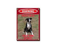 YNRBGDFR Vintage Dog Metal Tin Signs - Warning Protected by Great Dane Security Tin Sign Retro Home Wall Decorative -12x16inch-Tin Sign