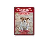 YNRBGDFR Vintage Dog Metal Tin Signs - Warning Protected by Jack Russel Security Tin Sign Retro Home Wall Decorative -12x16inch-Tin Sign
