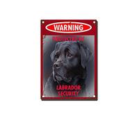 YNRBGDFR Vintage Dog Metal Tin Signs - Warning Protected by Labrador Security Tin Sign Retro Home Wall Decorative -12x16inch-Tin Sign