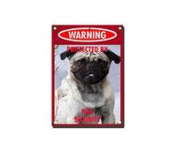 YNRBGDFR Vintage Dog Metal Tin Signs - Warning Protected by Pug Security Tin Sign Retro Home Wall Decorative -12x16inch-Tin Sign