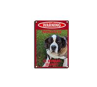 YNRBGDFR Vintage Dog Metal Tin Signs - Warning Protected by St Bernard Security Tin Sign Retro Home Wall Decorative -8x12inch-Tin Sign
