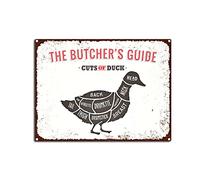 YNRBGDFR Vintage The Butcher Guide Metal Tin Sign Cuts of Duck Tin Sign Retro Wall Art Sign for Home Kitchen Restaurant Bar Wall Decor 12x16inch-Tin Sign