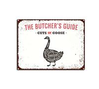 YNRBGDFR Vintage The Butcher Guide Metal Tin Sign Cuts of Goose Tin Sign Retro Wall Art Sign for Home Kitchen Restaurant Bar Wall Decor 12x16inch-Tin Sign